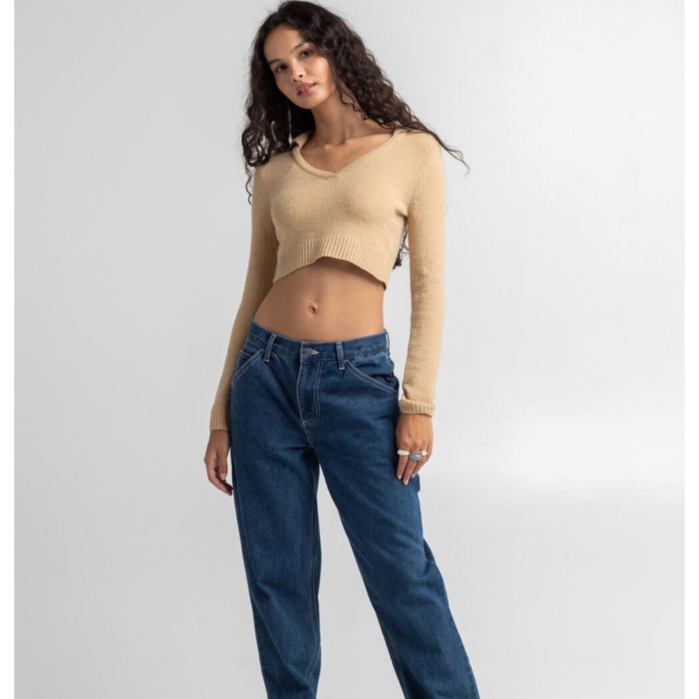 JOLIE & JOY Johnny Collar Womens Crop Top Size Large Clean Girl CasualChic